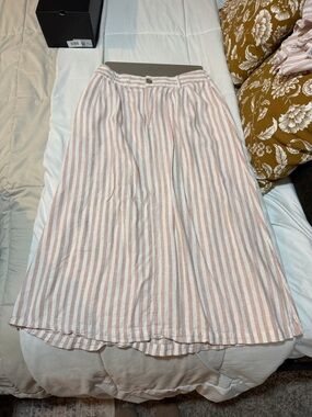 a new day Pink and White Striped Midi Skirt and top set